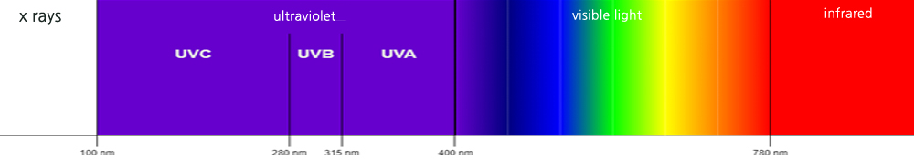 x lay ultraviolet visible light infrared
